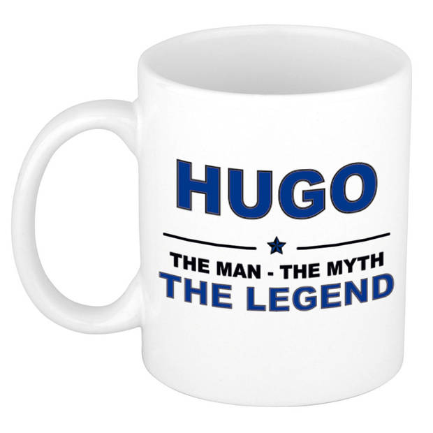 Naam cadeau mok/ beker Hugo The man, The myth the legend 300 ml - Naam mokken