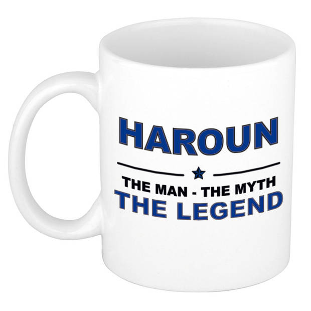 Naam cadeau mok/ beker Haroun The man, The myth the legend 300 ml - Naam mokken
