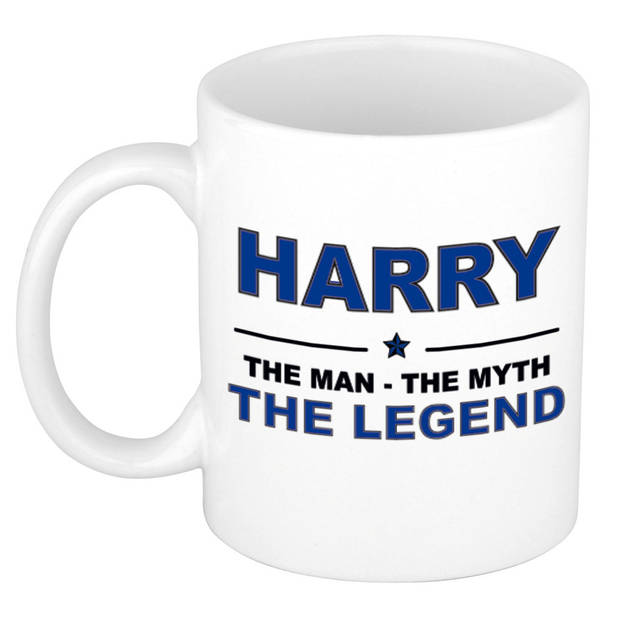 Naam cadeau mok/ beker Harry The man, The myth the legend 300 ml - Naam mokken