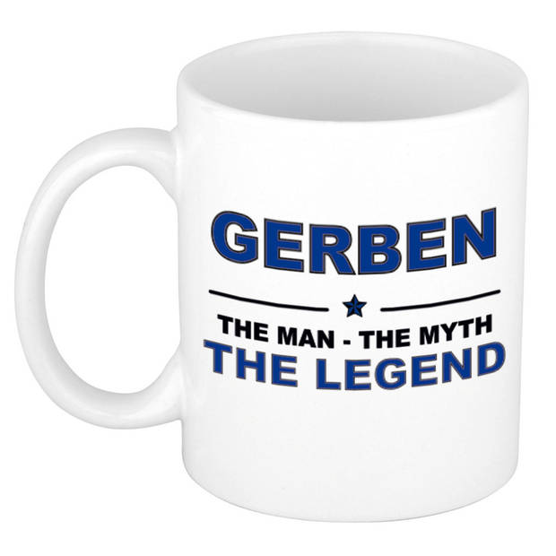 Naam cadeau mok/ beker Gerben The man, The myth the legend 300 ml - Naam mokken