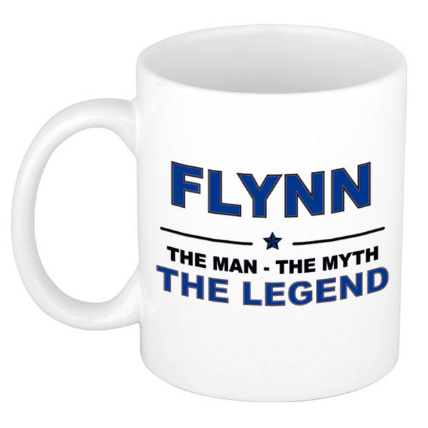 Naam cadeau mok/ beker Flynn The man, The myth the legend 300 ml - Naam mokken