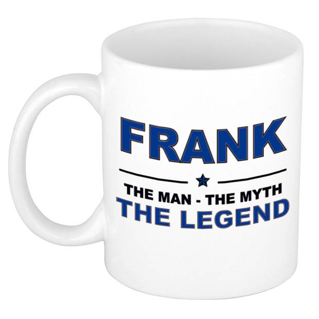 Naam cadeau mok/ beker Frank The man, The myth the legend 300 ml - Naam mokken