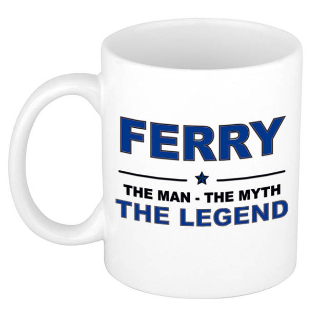 Naam cadeau mok/ beker Ferry The man, The myth the legend 300 ml - Naam mokken