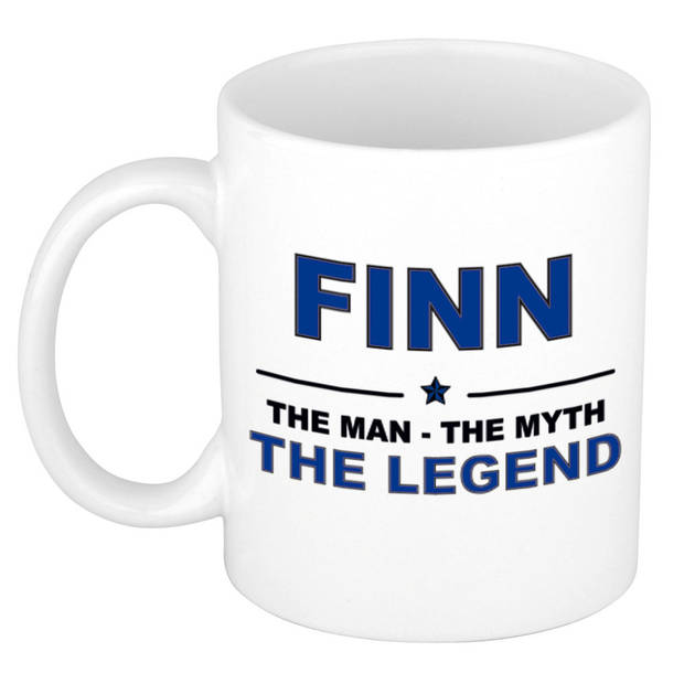 Naam cadeau mok/ beker Finn The man, The myth the legend 300 ml - Naam mokken