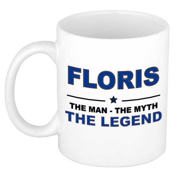 Naam cadeau mok/ beker Floris The man, The myth the legend 300 ml - Naam mokken
