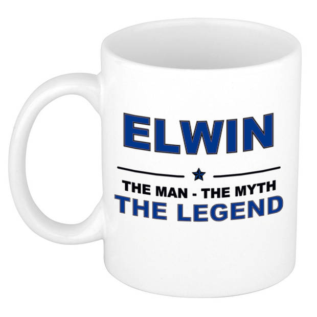 Naam cadeau mok/ beker Elwin The man, The myth the legend 300 ml - Naam mokken