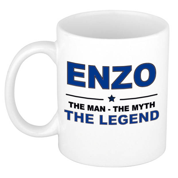 Naam cadeau mok/ beker Enzo The man, The myth the legend 300 ml - Naam mokken