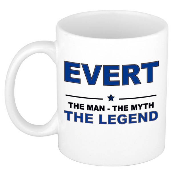 Naam cadeau mok/ beker Evert The man, The myth the legend 300 ml - Naam mokken