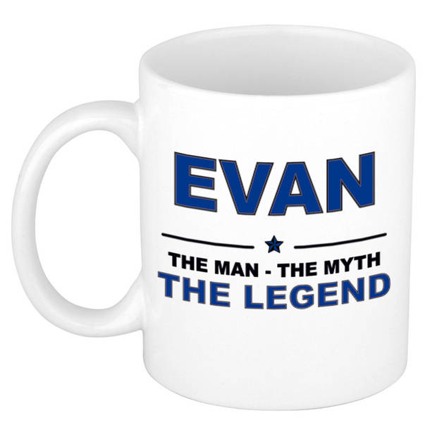 Naam cadeau mok/ beker Evan The man, The myth the legend 300 ml - Naam mokken