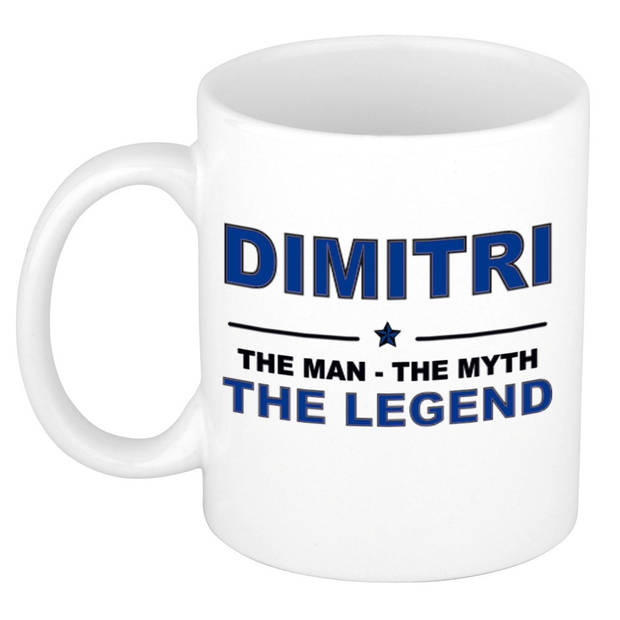 Naam cadeau mok/ beker Dimitri The man, The myth the legend 300 ml - Naam mokken