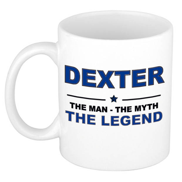 Naam cadeau mok/ beker Dexter The man, The myth the legend 300 ml - Naam mokken