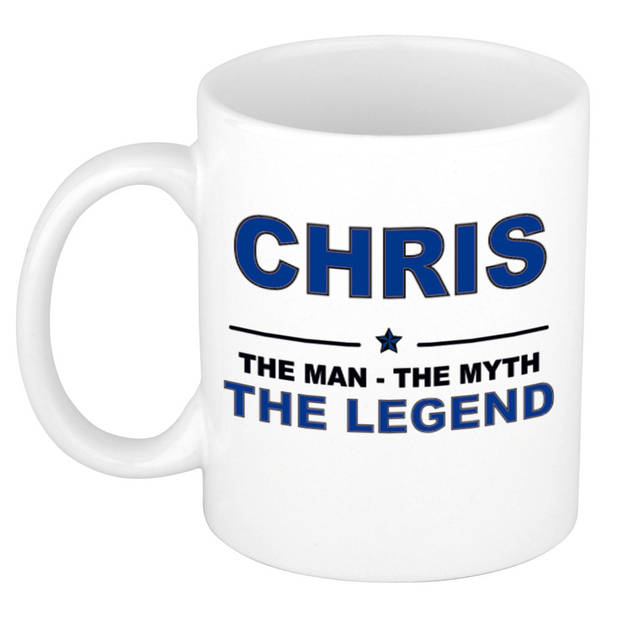 Naam cadeau mok/ beker Chris The man, The myth the legend 300 ml - Naam mokken