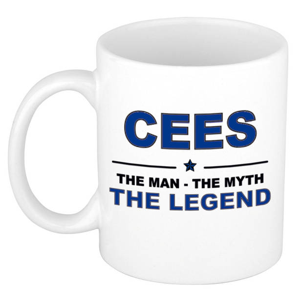 Naam cadeau mok/ beker Cees The man, The myth the legend 300 ml - Naam mokken