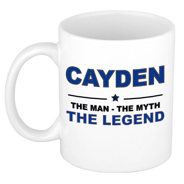 Naam cadeau mok/ beker Cayden The man, The myth the legend 300 ml - Naam mokken