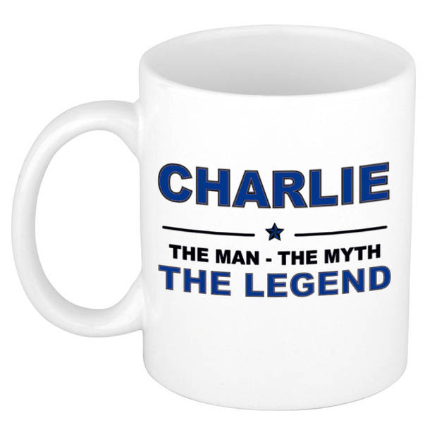 Naam cadeau mok/ beker Charlie The man, The myth the legend 300 ml - Naam mokken