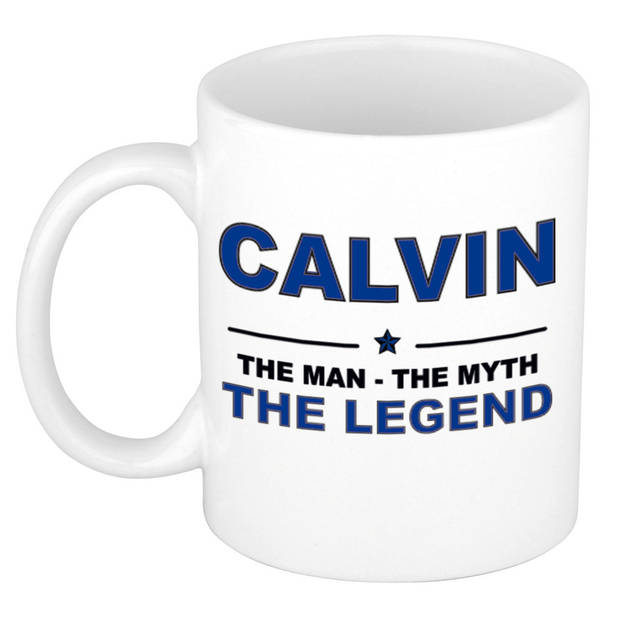 Naam cadeau mok/ beker Calvin The man, The myth the legend 300 ml - Naam mokken