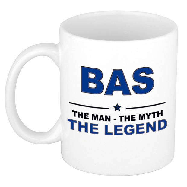 Naam cadeau mok/ beker Bas The man, The myth the legend 300 ml - Naam mokken