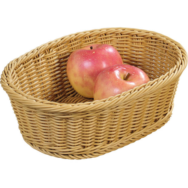 Ovalen fruitmandje/broodmandje 23 x 29 x 9,5 cm gevlochten riet uiterlijk - broodmand