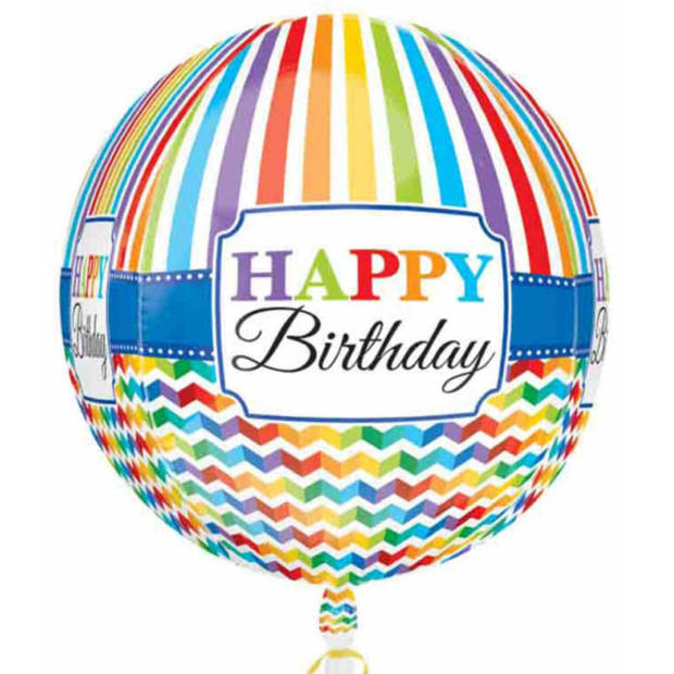 Folie ballon orbz/rond Gefeliciteerd/Happy Birthday 40 cm met helium gevuld - Ballonnen