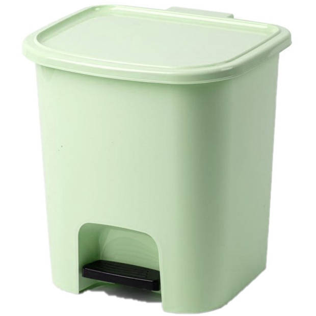 Kunststof afvalemmers/vuilnisemmers mintgroen 7.5 liter met pedaal - Pedaalemmers