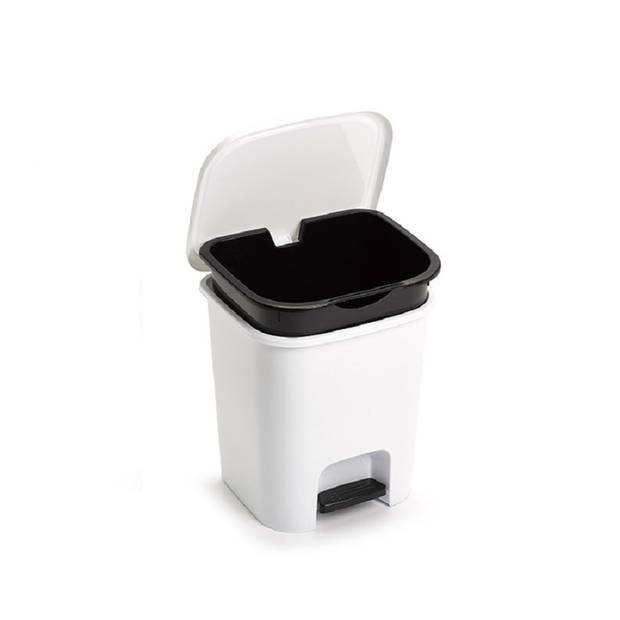 PlasticForte Toilet accessoires set - WC-borstel/pedaalemmer 7.5L - wit - Toiletaccessoireset