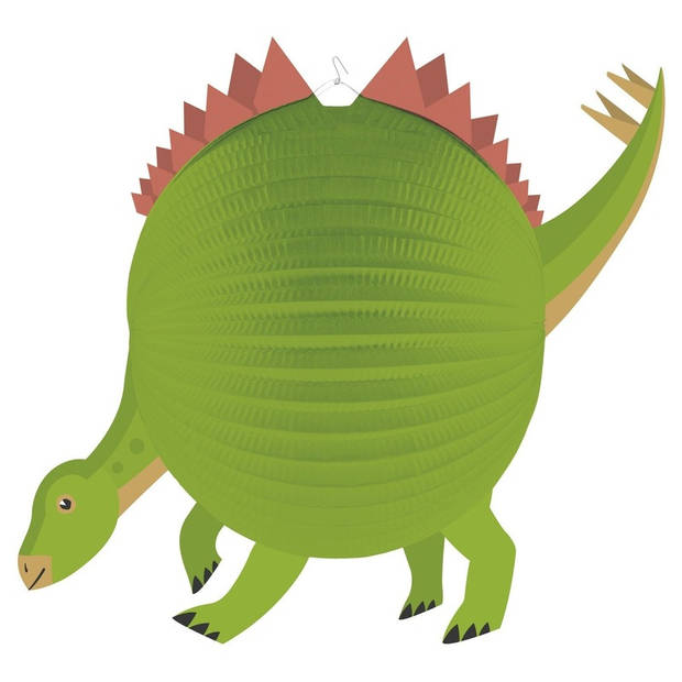 Dinosaurus ronde lampion 25 cm met lampionstokje - Feestlampionnen