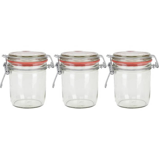 3x Glazen confituren pot/weckpot 300 ml met beugelsluiting en rubberen ring - Weckpotten