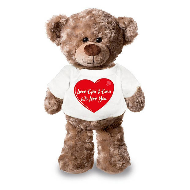 Lieve oma en opa we love you pluche teddybeer knuffel 24 cm - Knuffelberen