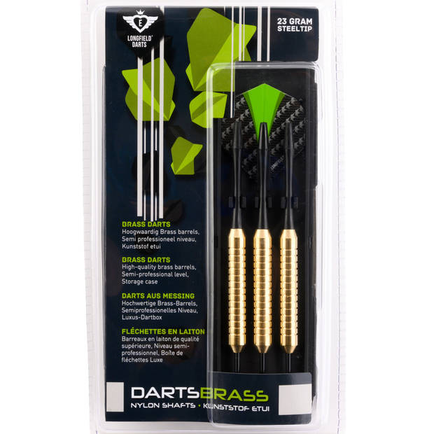 2x Set van dartpijltjes met groen met zwarte flights 23 grams - Dartpijlen