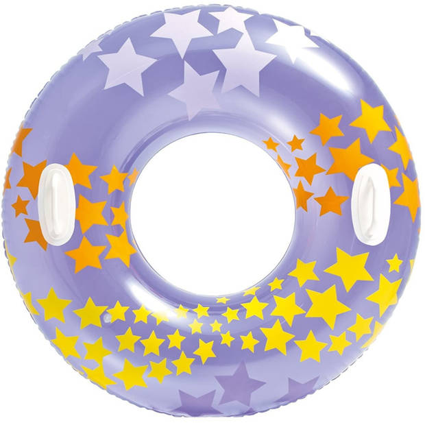Intex opblaasbare paarse zwemband/zwemring sterrenprint 91 cm - Zwembanden