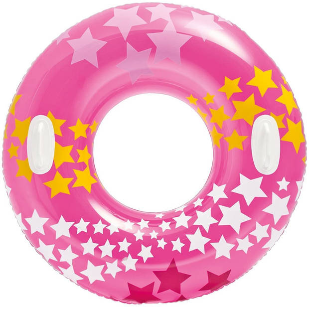 Intex opblaasbare roze zwemband/zwemring sterrenprint 91 cm - Zwembanden