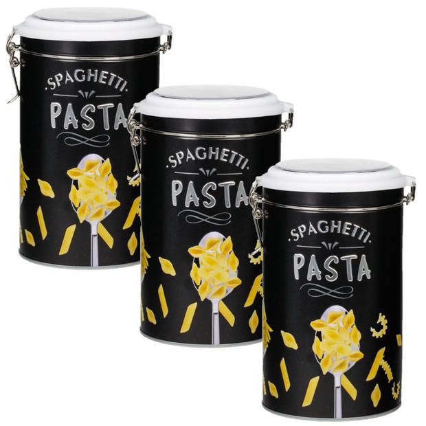 Set van 3x stuks pasta voorraadbussen/bewaarblikken metaal 11 x 19 cm - Voorraadblikken