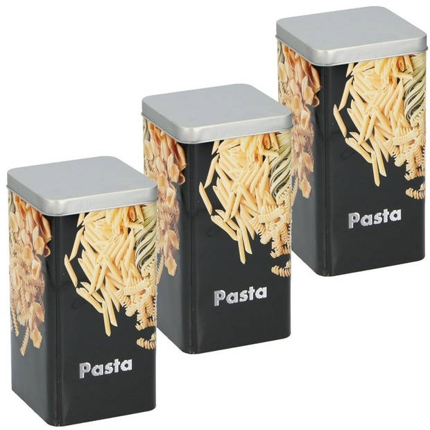 3x Metalen pasta/macaroni voorraadbussen 18,5 cm - Voorraadblikken