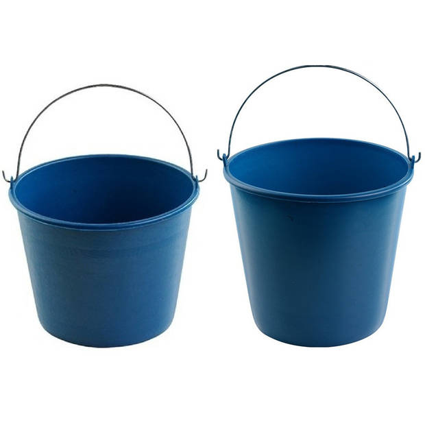 2x Blauwe schoonmaakemmers/huishoudemmers 6 en 12 liter - Emmers