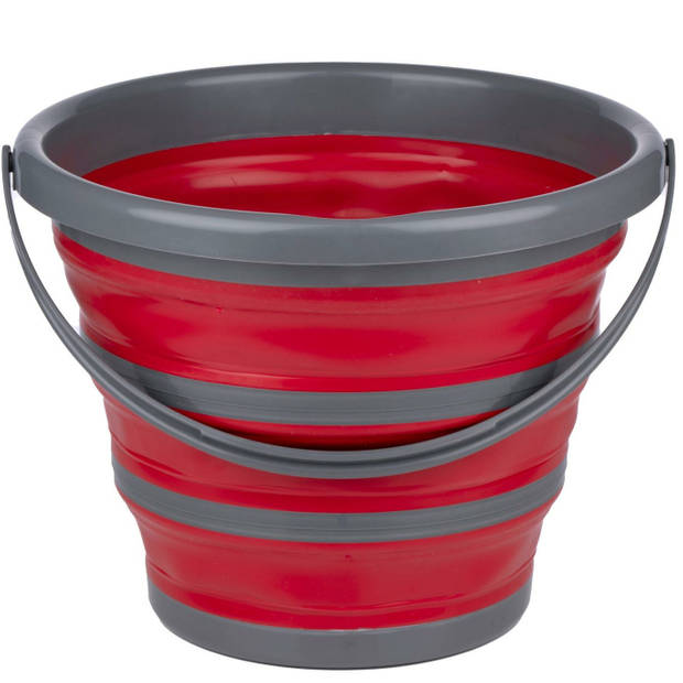 Dirt Devil inklapbare emmer - rood/grijs - 10 liter - opvouwbaar - Emmers