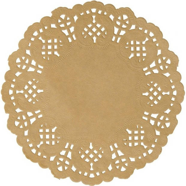 20x Bruiloft/trouwerij placemats bruin/naturel 35 cm met kanten uitsnede - Placemats