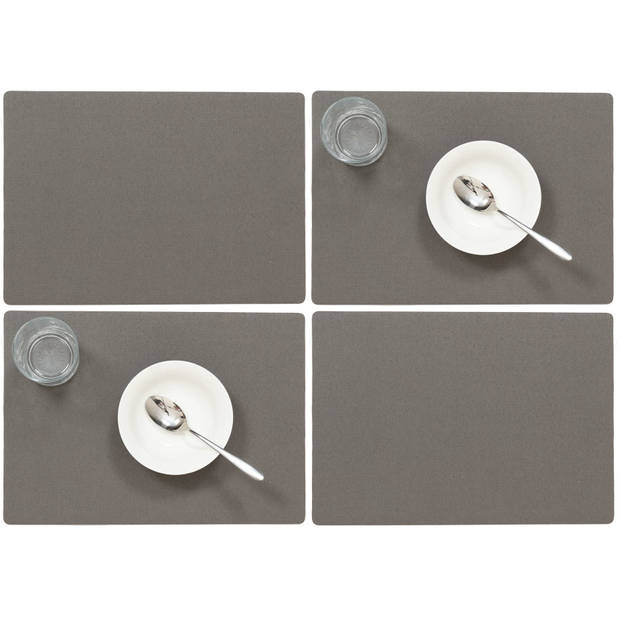 Set van 6x stuks stevige luxe Tafel placemats Plain donkergrijs 30 x 43 cm - Placemats