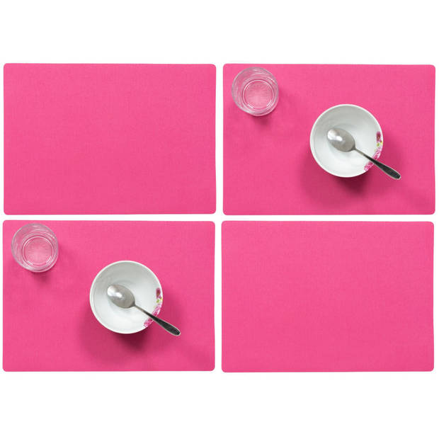 Set van 6x stuks stevige luxe Tafel placemats Plain fuchsia roze 30 x 43 cm - Placemats