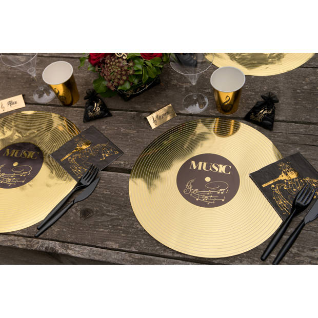 6x Ronde placemats/tafel onderleggers gouden plaat print 34 cm - Placemats