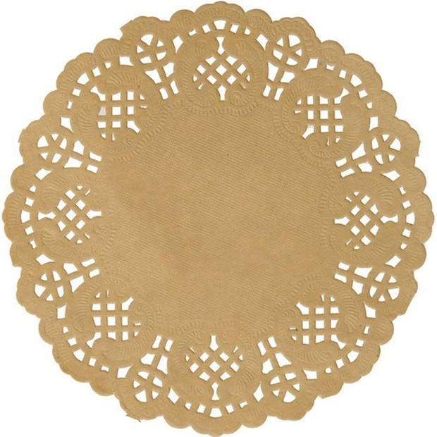 10x Placemats bruin/naturel 35 cm met kanten uitsnede - Placemats