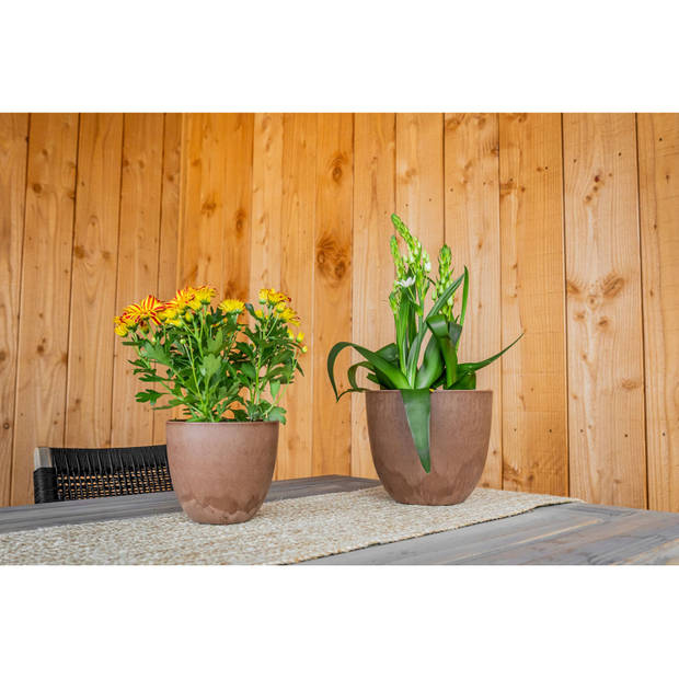 Bloempot/plantenpot van gerecycled kunststof terra bruin D45 en H38 cm - Plantenpotten