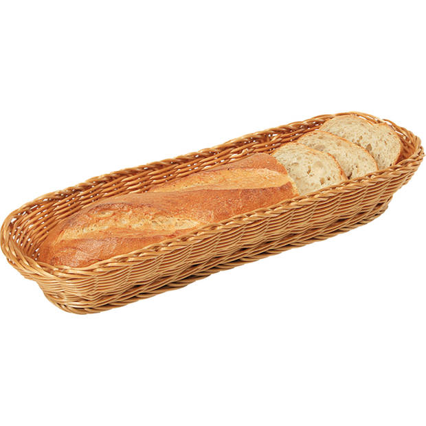 3x Langwerpig stokbroodmandje/broodmandje 41 x 16 x 7 cm gevlochten riet uiterlijk - broodmand