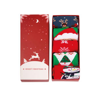 JAP Kerstmis sokken - Giftbox 5 paar - Dames en heren - Maat 37-44