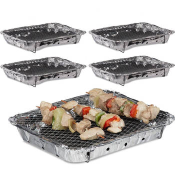 5 Stuks Barbecue - Instant - Wegwerp - Buiten barbecue - Tafel - Rooster - Picknick - Barbecue accessoires - Grill
