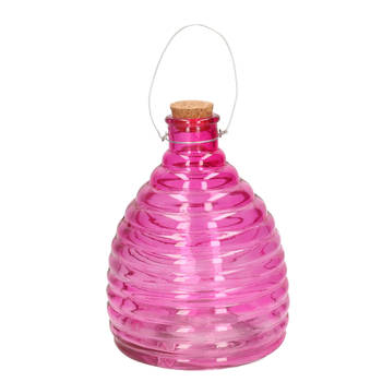 Wespenvanger/wespenval roze van glas 21 cm - Ongediertevallen - Ongediertebestrijding