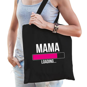 Mama loading cadeau katoenen tas zwart voor dames - Cadeau aanstaande mama - Feest Boodschappentassen