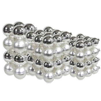 88x stuks glazen kerstballen zilver 4, 6 en 8 cm mat/glans - Kerstbal