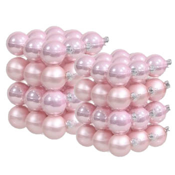 72x stuks roze glazen kerstballen 4 en 6 cm mat/glans - Kerstbal