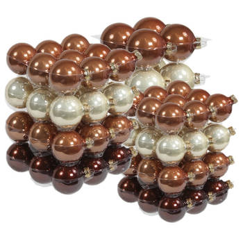 88x stuks glazen kerstballen natuurtinten (opal natural) 4, 6 en 8 cm glans - Kerstbal