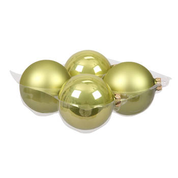 Othmar Decorations grote kerstballen - 4x st - pistache groen - 10 cm - glas - Kerstbal